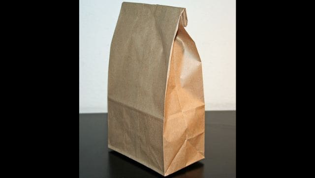 Hand lettered paper bag