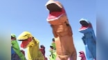 'No wonder dinosaurs became extinct': Twitter reacts to dinosaur beach race in Japanese town