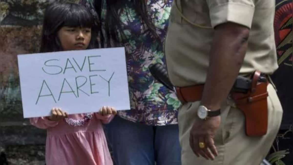 Green activists, parties hold protest against govt's decision to construct Metro car shed at Aarey