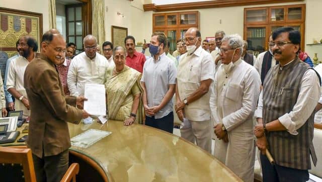 Mamata Banerjee was absent when the Opposition's choice Margaret Alva filed her nomination papers for the vice-presidential polls. PTI