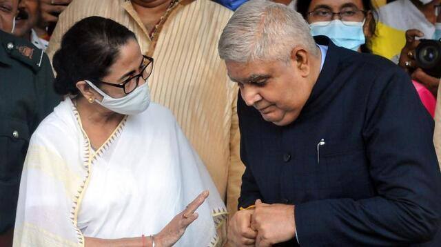 File image of West Bengal Chief Minister Mamata Banerjee with Jagdeep Dhankhar. PTI
