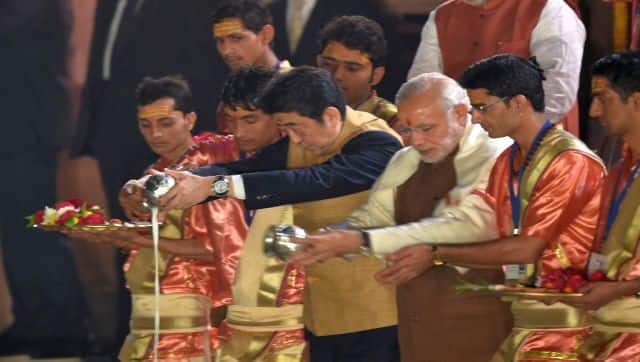 When Shinzo Abe visited India in 2015, Prime Minister Narendra Modi accompanied him to Varanasi, his constituency, where the two watched a Ganga aarti. AFP 