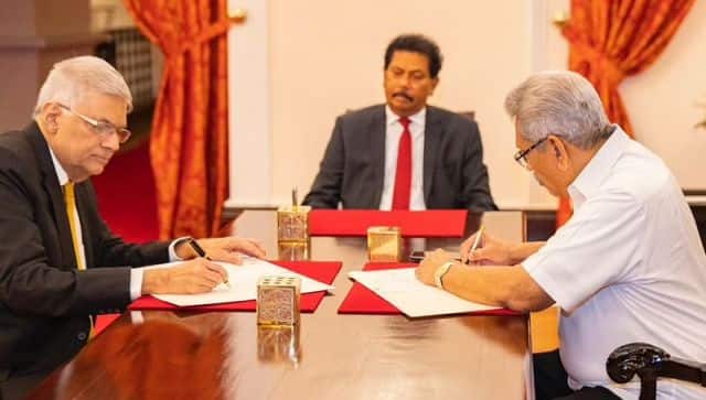 The people of Sri Lanka want both Ranil Wickremesinghe and Gotabaya Rajapaksa to resign. Image courtesy: @GotabayaR/Twitter