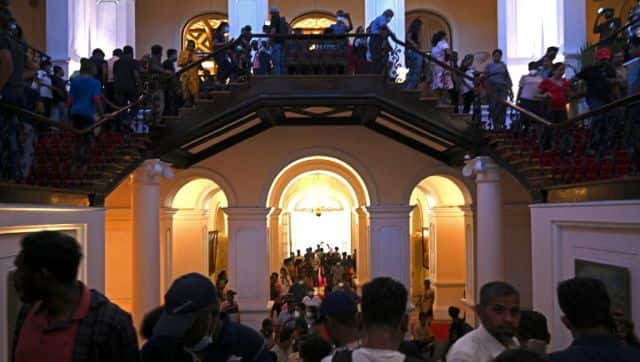 People crowd inside the Sri Lanka's presidential palace in Colombo, after it was overrun by anti-government protestors. AFP
