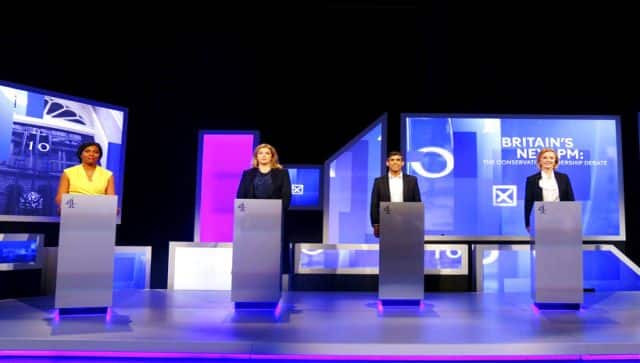 From left, Kemi Badenoch, Penny Mordaunt, Rishi Sunak and Liz Truss are the final four candidates for leadership of the Conservative party. AP