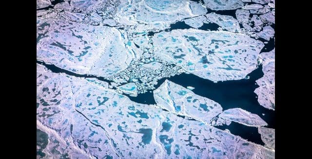 An aerial view shows the melting ice. AFP