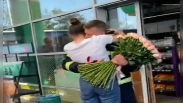 Watch: Ukrainian emergency rescuer proposes to girlfriend amid emergency sirens