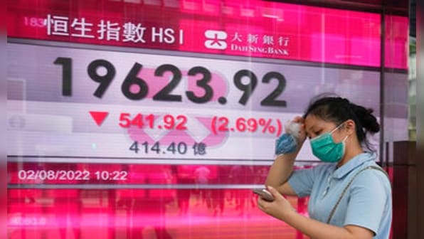 Asian share markets decline due to concerns over US' Pelosi's trip to Taiwan