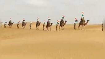 'Har Ghar Tiranga': Atop camels, BSF marches through desert with Tricolour
