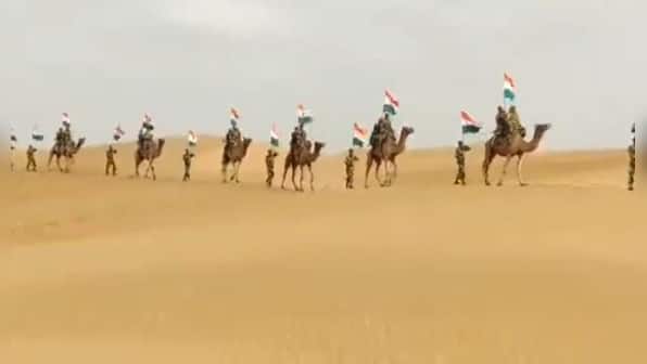 'Har Ghar Tiranga': Atop camels, BSF marches through desert with Tricolour