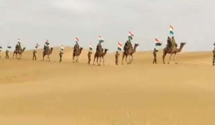 'Har Ghar Tiranga': Atop camels, BSF marches through desert with Tricolour