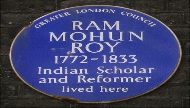 The Blue Plaque at Roy’s residence was erected in 1985. Image Courtesy: Wikimedia Commons