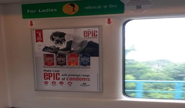 Tweet shows condom ad in Delhi metro over women’s seat, internet reacts Tweet shows condom ad in Delhi metro over women’s seat, internet reacts