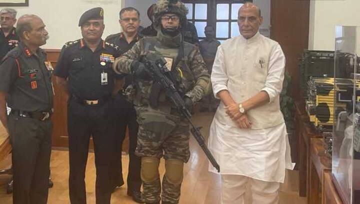 Rajnath Singh hands over 'Made in India' F-INSAS with AK-203 assault rifles to Indian Army - WATCH