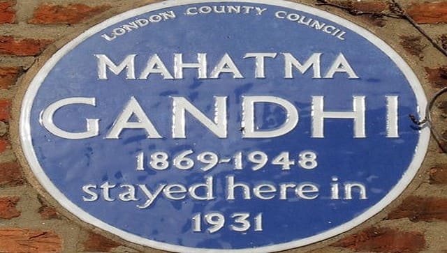 Gandhi’s house was commemorated with the Blue Plaque in 1986. Image courtesy: Wikimedia Commons