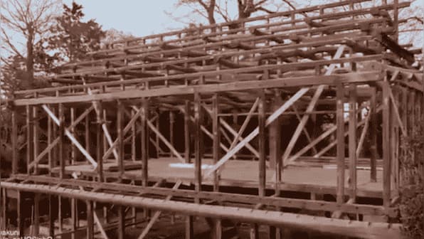 Houses in Japan, before modern architecture, were constructed without any nail, screw or glue