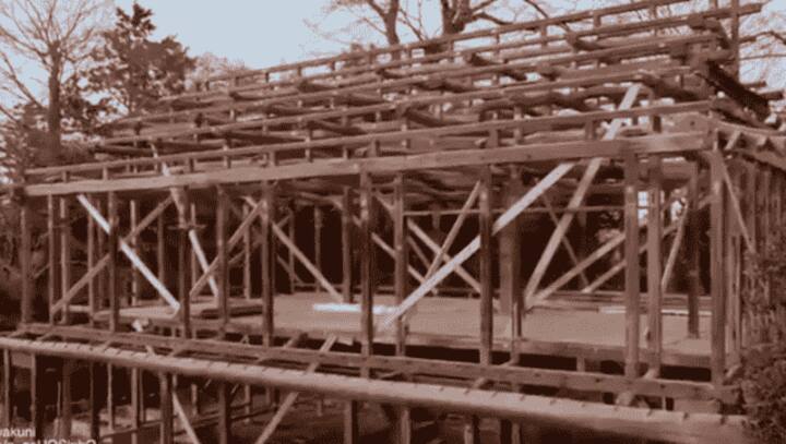 Houses in Japan, before modern architecture, were constructed without any nail, screw or glue
