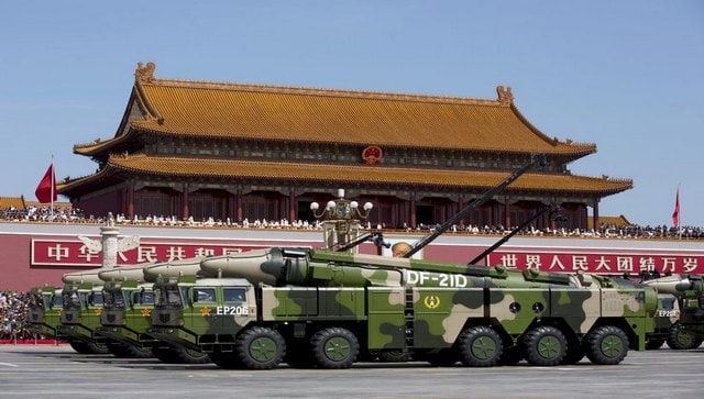 Chinese military vehicles carrying DF-21D anti-ship ballistic missiles travel past Tiananmen Gate during a military parade to commemorate the 70th anniversary of the end of World War II in Beijing on 3 September, 2015. Reuters 