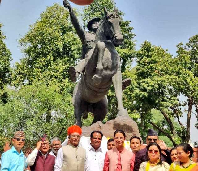 Honouring Major Durga Mall in the Parliament premises. Image courtesy Raju Bista