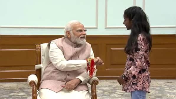 Watch: Daughters of PMO staff tie 'rakhi' to PM Narendra Modi