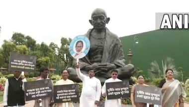 WATCH: West Bengal BJP MPs protest in front of Gandhi statue against Partha Chatterjee's alleged role in Bengal SSC scam