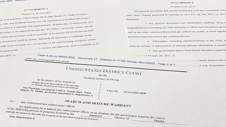 Former President Donald Trump mixed top secret documents with magazines, other items, according to FBI affidavit