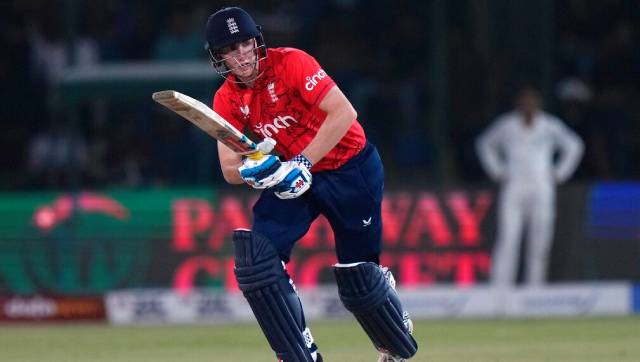 Harry Brook top scored with a 35-ball 81 knock, laced with five sixes and eight fours while taking England past 220. AP