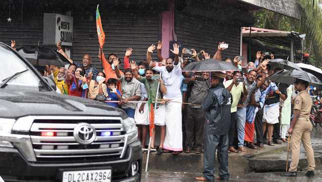In pics People brave rains to greet Prime Minister Narendra Modi in Kerala