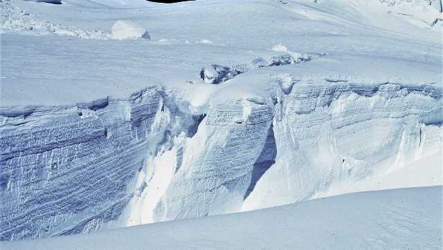 The crevasse where the accident occurred. Image courtesy Lt. Nawang Kapadia Library
