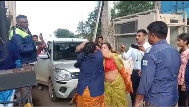 #Watch: CRPF soldier, wife thrash female staff at Nashik toll #Watch: CRPF soldier, wife thrash female staff at Nashik toll