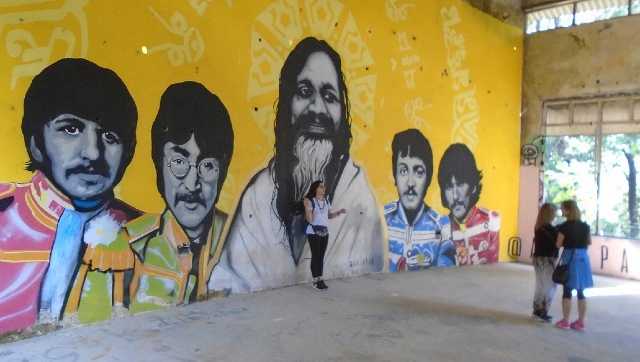 Wall painting of Beatles at Chaurasi Kutiya Ashram in Rishikesh. Image courtesy Raju Gusain