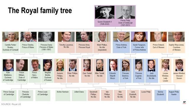 Charles is now king after Queen Elizabeth IIs death The British royal familys line of succession explained