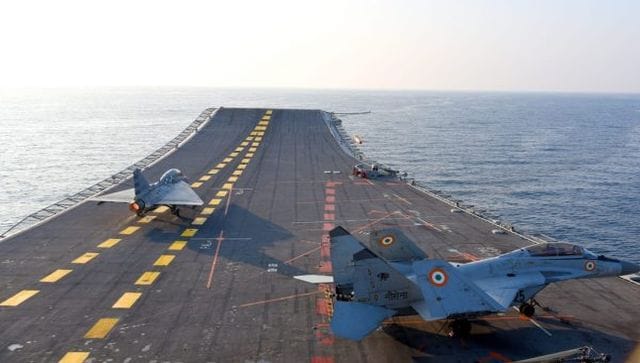 A floating airbase MiG29K fighter jets other helicopters which will be part of INS Vikrants airwing