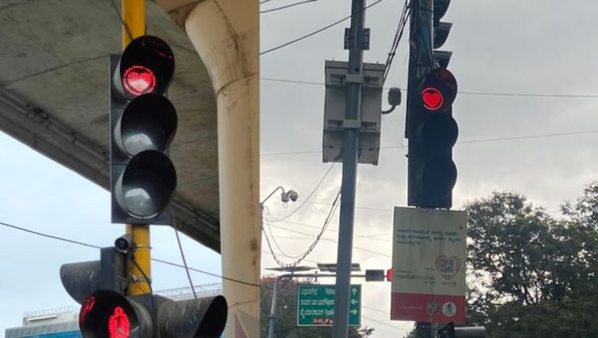 Heart-shaped traffic lights in Bengaluru, what do they mean