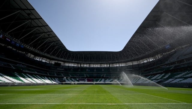 This photograph shows an interior view of the Education City Stadium which will host matches of the FIFA football World Cup 2022, in Doha on March 30, 2022. (Photo by GABRIEL BOUYS / AFP)