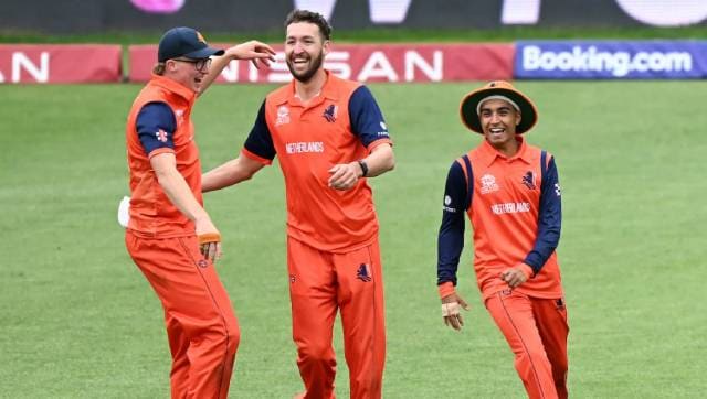 Paul Van Meekeren provided the breakthrough to Netherlands with the wicket of Soumya and was the pick among Dutch bowlers with 2-21 sepll. ICC