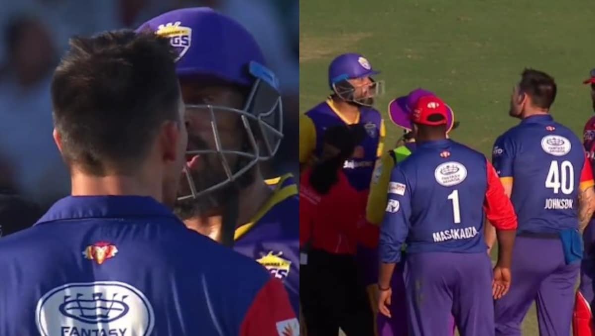Watch: Mitchell Johnson pushes Yusuf Pathan during Legends League Cricket match
