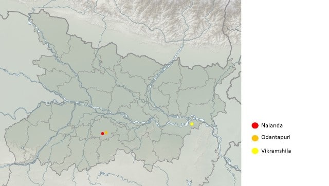 Figure 2: Map of Bihar showing Nalanda, Odantapuri and Vikramshila