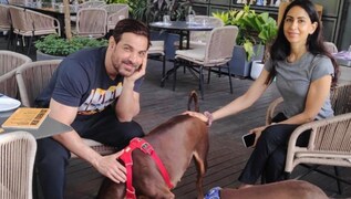 John Abraham and Priya Runchal spend quality time with their pets, Sia and  Bailey