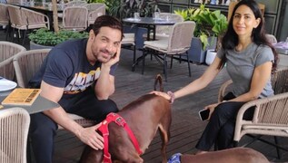 John Abraham and Priya Runchal spend quality time with their pets, Sia and Bailey John Abraham and Priya Runchal spend quality time with their pets, Sia and Bailey