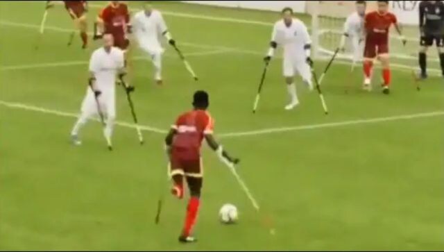Viral video: Specially-abled men play football on field, clip wins internet Viral video: Specially-abled men play football on field, clip wins internet