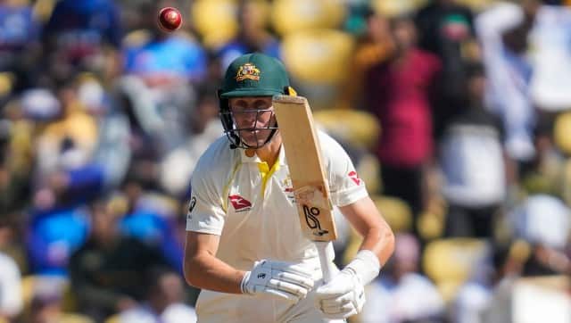 Australia’s Marnus Labuschagne plays a shot during the first day of the first cricket test match between India and Australia in Nagpur, India, Thursday, Feb. 9, 2023. (AP Photo/Rafiq Maqbool)