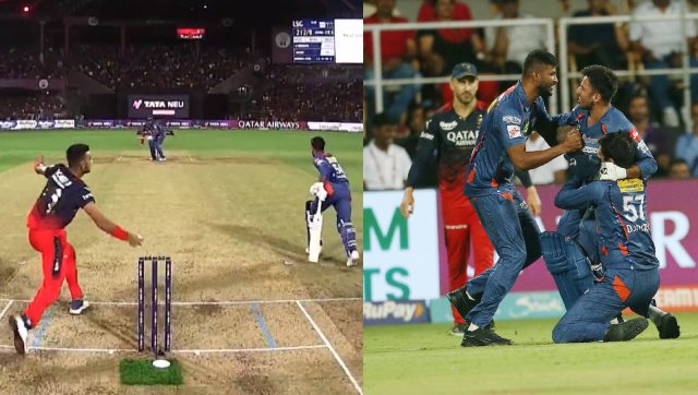 Watch: Harshal Patel misses run out at non-striker’s end in last over of RCB vs LSG clash