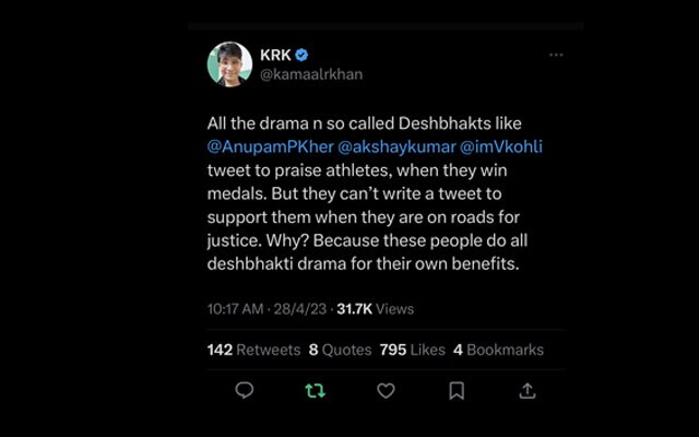 Explained Why KRK called Akshay Kumar Virat Kohli fake patriots amid Indian wrestlers protesting on the streets