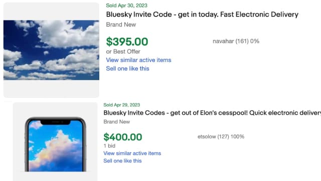 دعوتنامه های جایگزین Bluesky توییتر Sky High به هزاران دلار در eBay فروخته می شود
