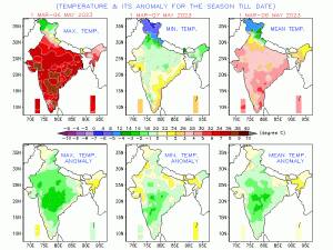 Record low seasonal temperature anomaly in India till 7 May, 2023