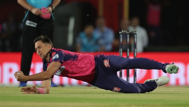 Watch: Trent Boult pulls off a stunning catch off his own bowling to remove Prabhsimran Singh during PBKS-RR clash