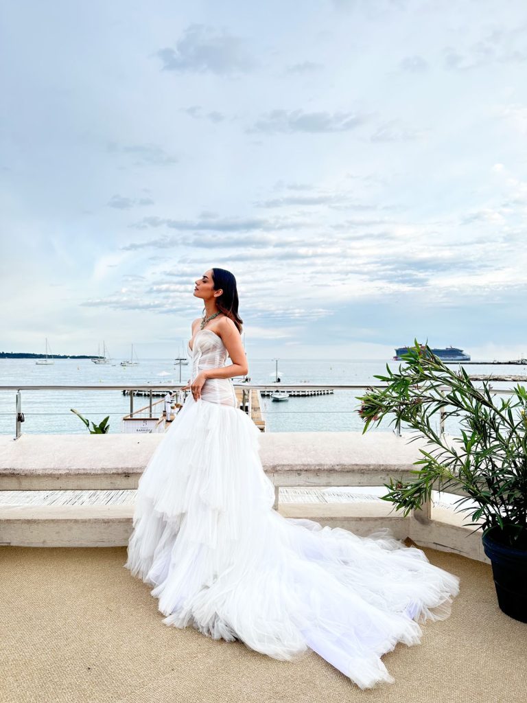 Manushi Chhillar serves sophistication in a white couture gown by Fovari at Cannes