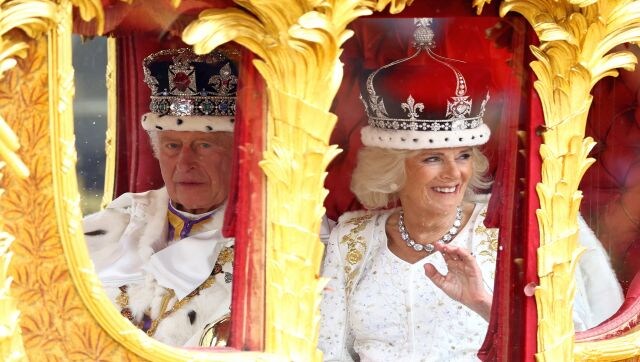 What are the crowns worn by King Charles and Queen Camilla?