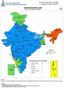 Normal to excessive seasonal rainfall across India except states of north east India and coastal Karnataka